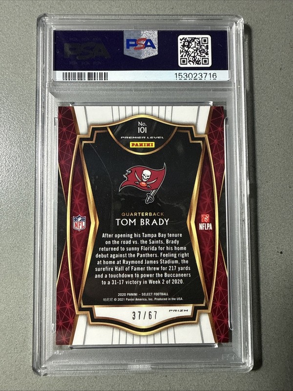 2020 Panini Select Dragon Scale Prizm /67 - Tom Brady #101 PSA 9 view 2