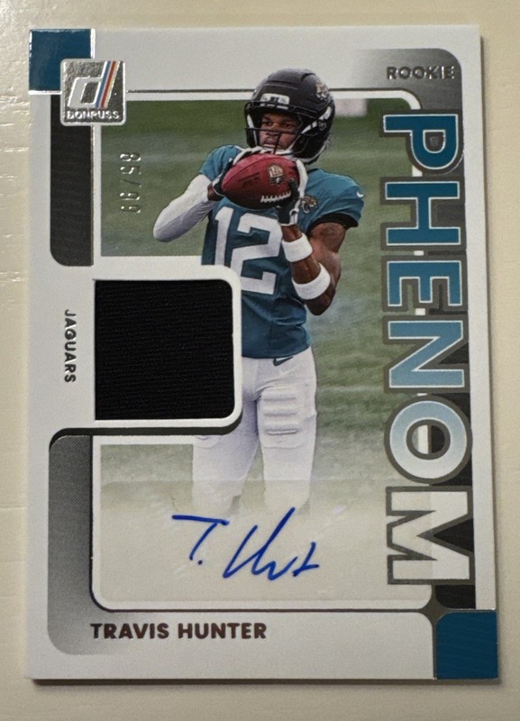 Travis Hunter 2025 Panini Donruss Phenom RPA Patch Auto /99 Jaguars🐆🔥