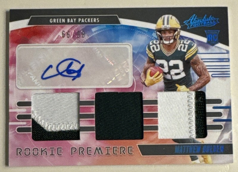 Matthew Golden 2025 Panini Absolute Football Rookie Premier 3 Patch Auto /99