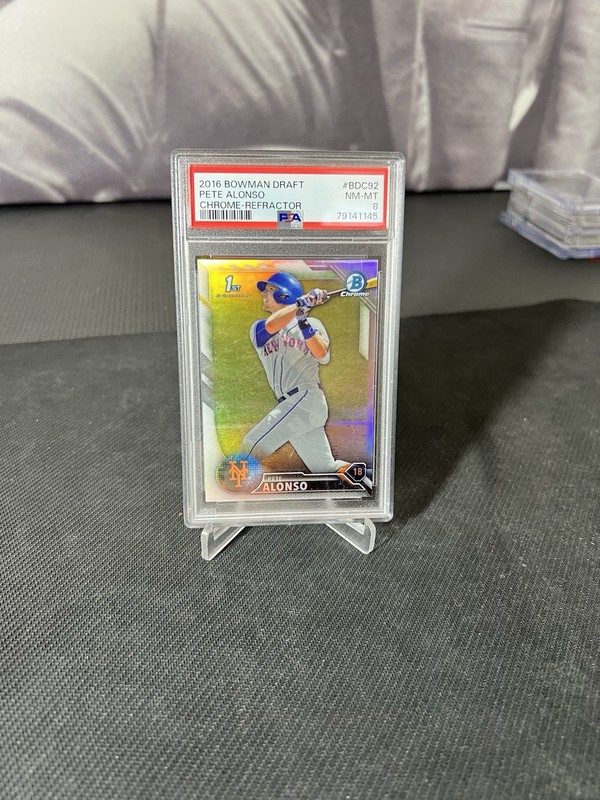 2016 BOWMAN DRAFT PETE ALONSO 1ST CHROME REFRACTOR PSA 8 #BCD-92