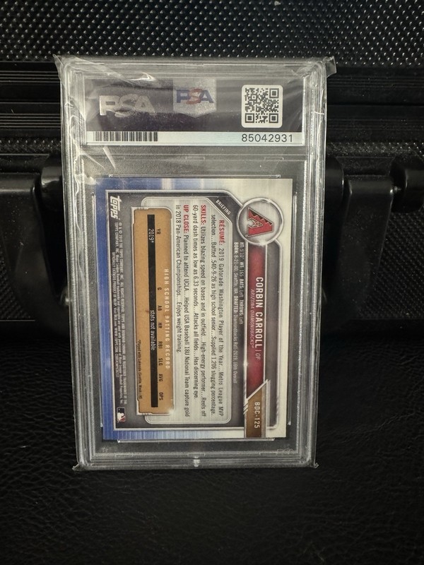 2019 Corbin Carroll Bowman Chrome 1st Auto PSA Authentic view 2
