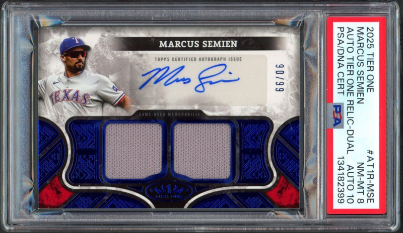 2025 Topps Tier - Marcus Semien Auto Tier One Relic-Dual /99 #AT1R-MSE PSA 8