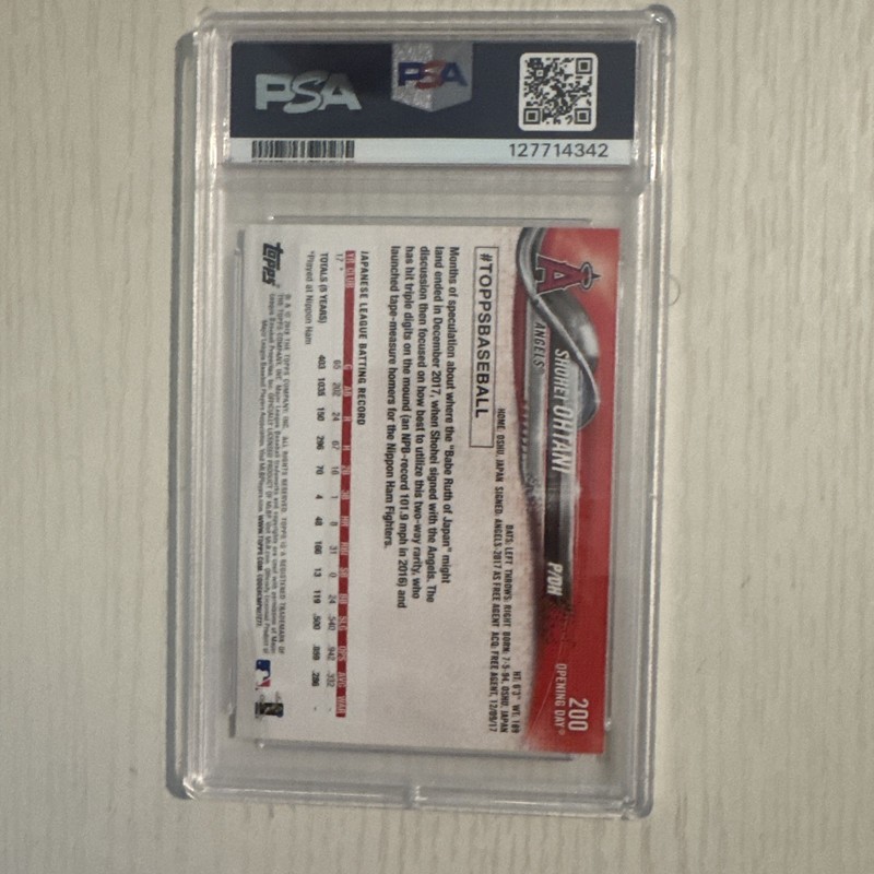 2018 Topps Opening Day - Shohei Ohtani #200 (RC) PSA 8 rookie view 2