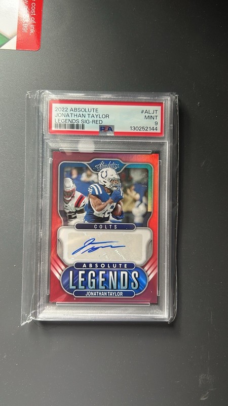 Jonathan Taylor Red Signatures Auto Panini Absolute /35 PSA 9