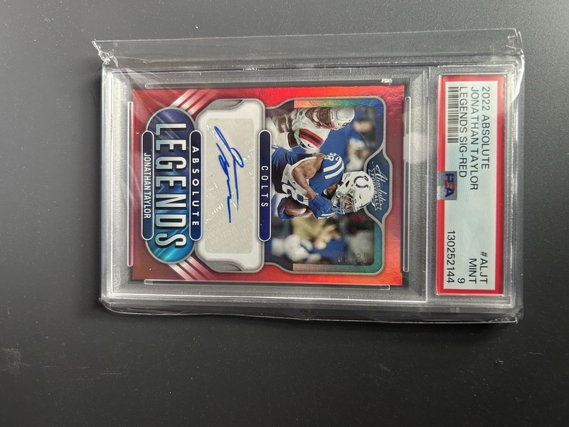 Jonathan Taylor Red Signatures Auto Panini Absolute /35 PSA 9 view 2