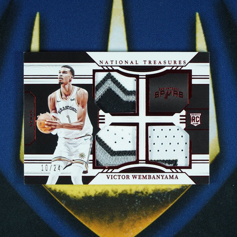 Victor Wembanyama 2023-24 Panini National Treasures Triple Materials Patch Red /
