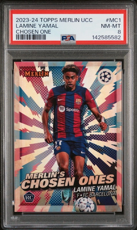 2023-24 Topps Merlin Lamine Yamal RC Merlin’s Chosen Ones PSA 8 Barcelona Rookie