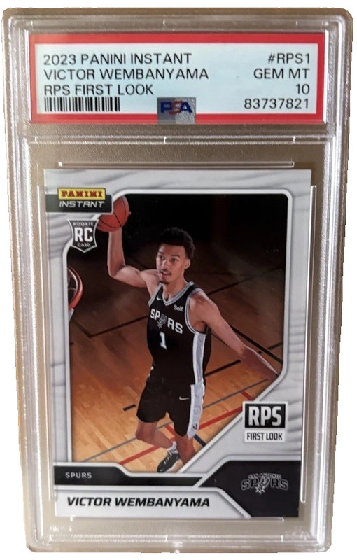 VICTOR WEMBANYAMA 2023 PANINI INSTANT RPS-1 FIRST LOOK PSA 10 RC ROOKIE CARD