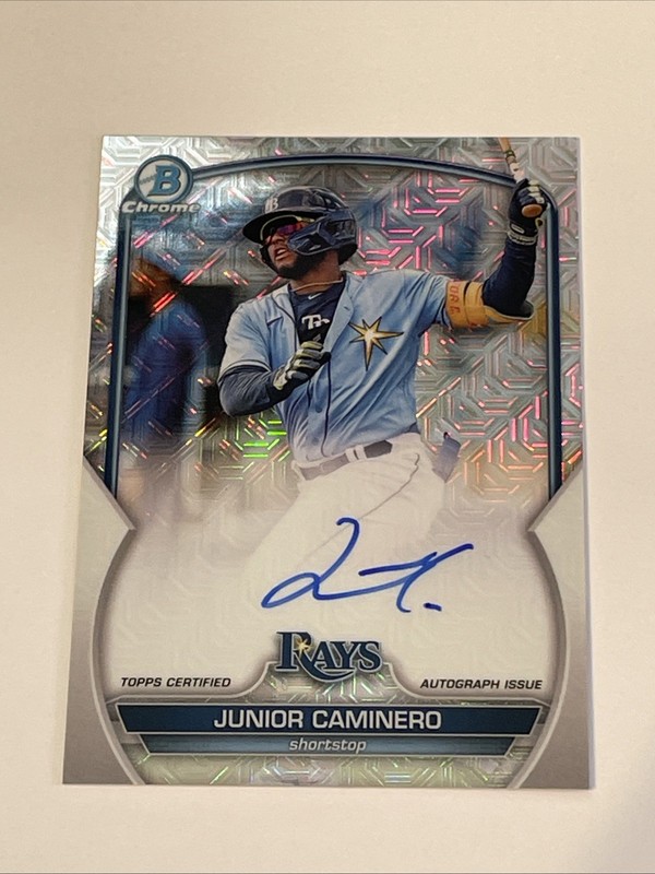 2023 Bowman Chrome Mojo Refractor RC Autograph JUNIOR CAMINERO Auto #BMA-JC view 2