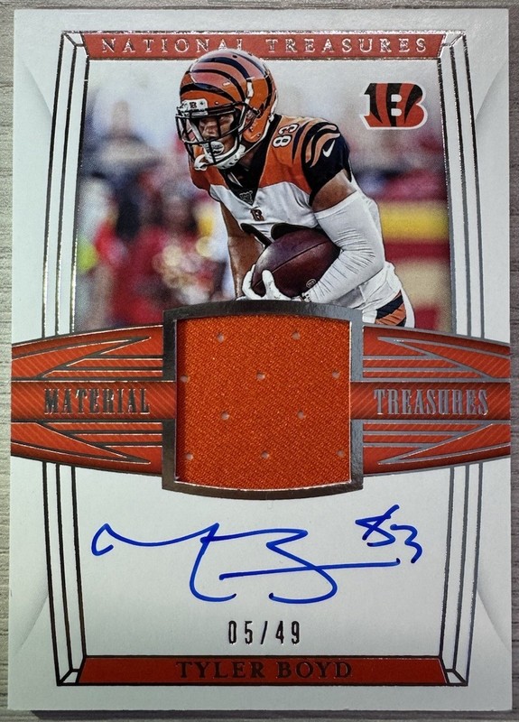 🔥Mint 2019 National Treasures Tyler Boyd Patch Auto /49🔥 Bengals