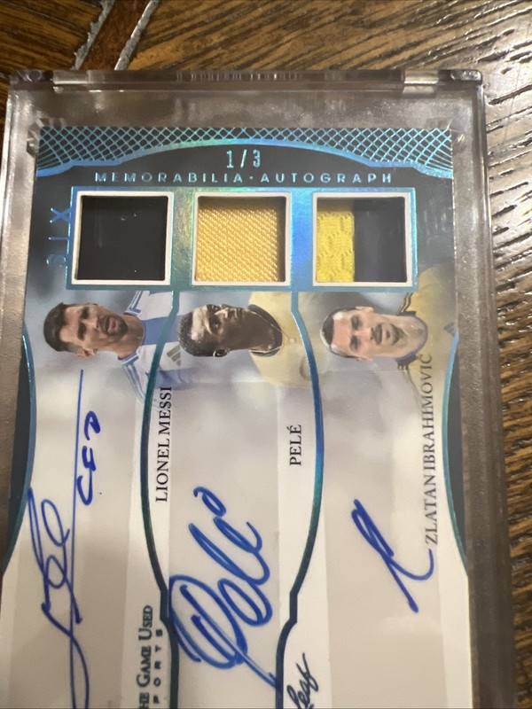 2024 Leaf In The Game Used Messi Pele Zlatan Zidane Nazario Kaka Auto Patch 1/3 view 2