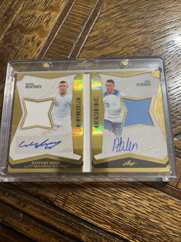 2025 LEAF HISTORY BOOK WAYNE ROONEY PHIL FODEN DUAL GU PATCH AUTO BOOKLET SP 1/1