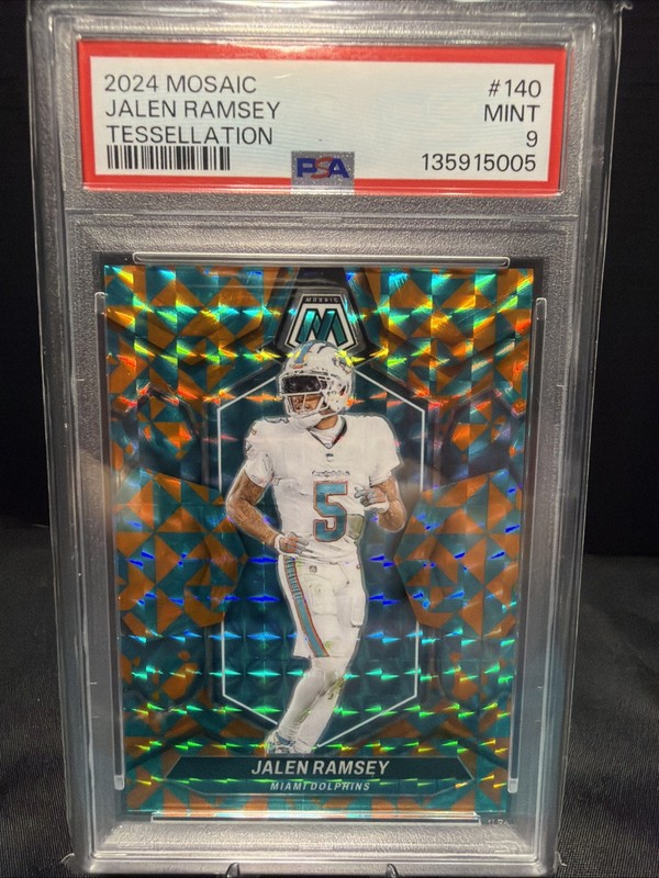 2024 Panini Mosaic - Tessellation Prizm /15 - #140 Jalen Ramsey - Dolphins PSA 9