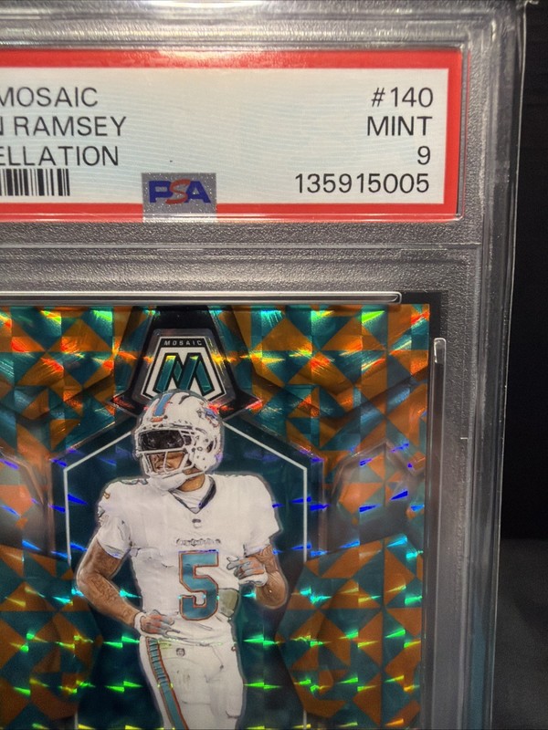 2024 Panini Mosaic - Tessellation Prizm /15 - #140 Jalen Ramsey - Dolphins PSA 9 view 2