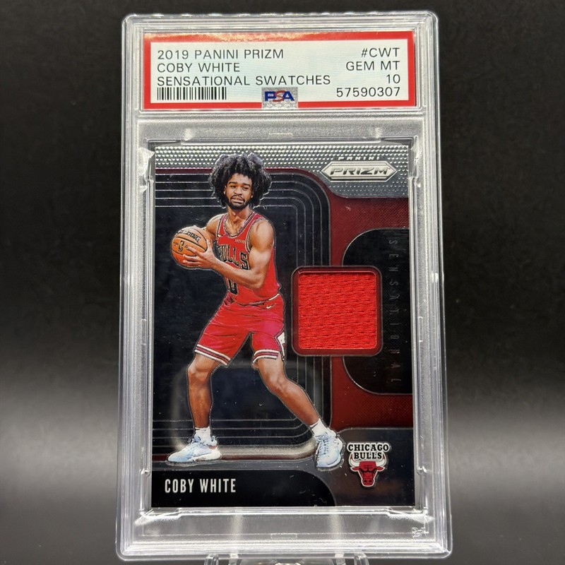 2019 Panini Prizm Coby White Sensational Swatches PSA 10 Bulls