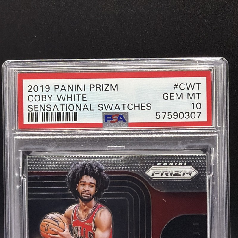 2019 Panini Prizm Coby White Sensational Swatches PSA 10 Bulls view 2