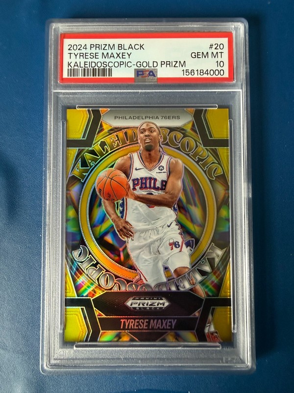2024 Prizm Black Tyrese Maxey #20 Kaleidoscopic True Gold /10 PSA 10 76ers NBA