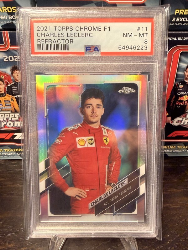 2021 Topps F1 Chrome Charles Leclerc Portrait #11 Refractor PSA 8 view 1