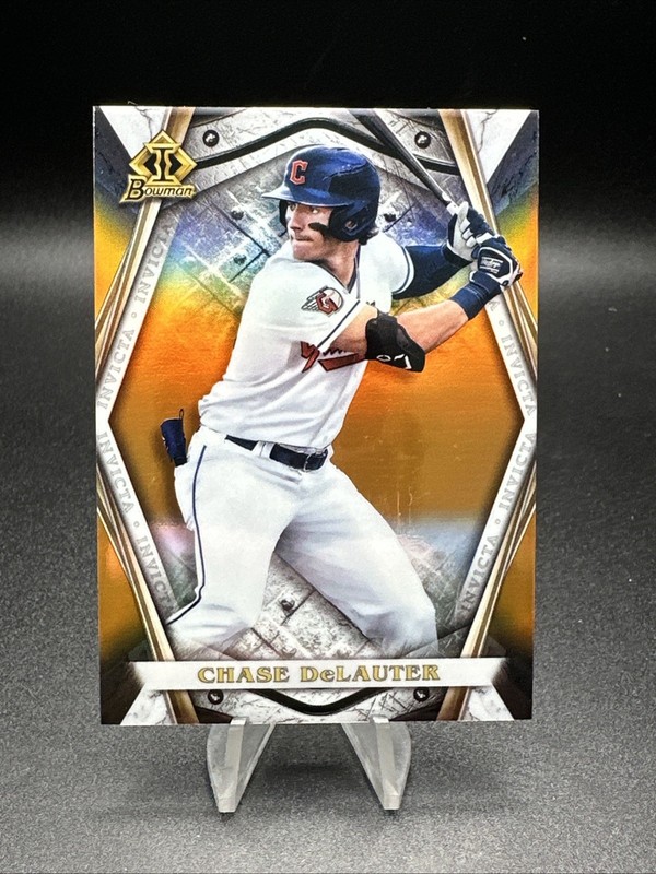 2022 Bowman Chrome Draft Invicta Orange Refractor Chase DeLauter #/25 READ