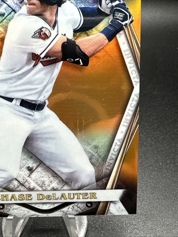 2022 Bowman Chrome Draft Invicta Orange Refractor Chase DeLauter #/25 READ view 2