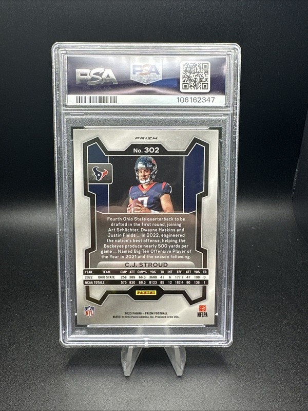 2023 PANINI PRIZM CJ STROUD #302 SILVER PRIZM VARIATION ROOKIE RC MINT PSA 9 view 2
