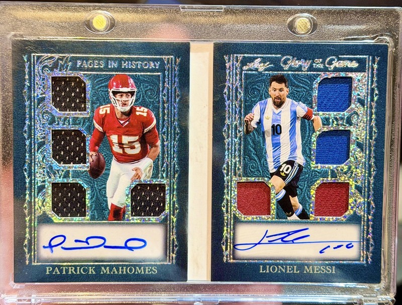 2025 Leaf Glory of the Game Messi / Mahomes Quad G/U Patches + Dual Auto 2/2 🐐 