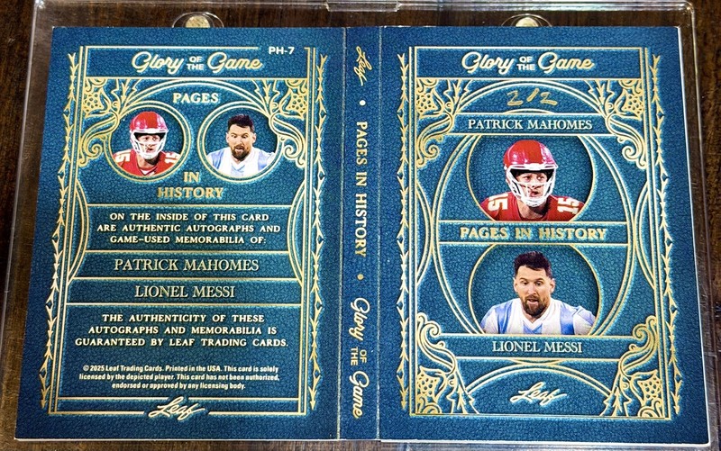 2025 Leaf Glory of the Game Messi / Mahomes Quad G/U Patches + Dual Auto 2/2 🐐  view 2