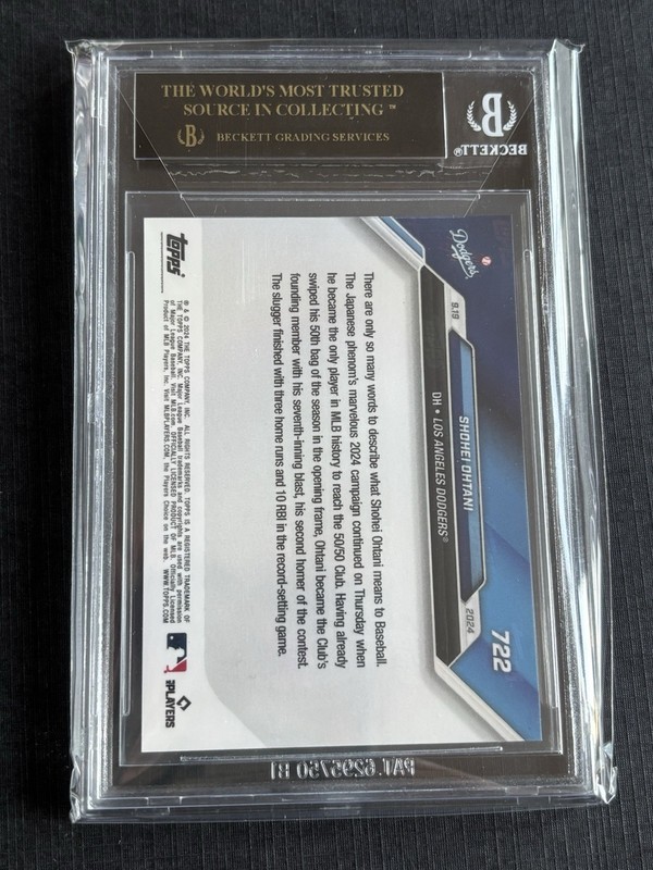 2024 Topps Now - Shohei Ohtani #722 BGS 10 Black Label view 2