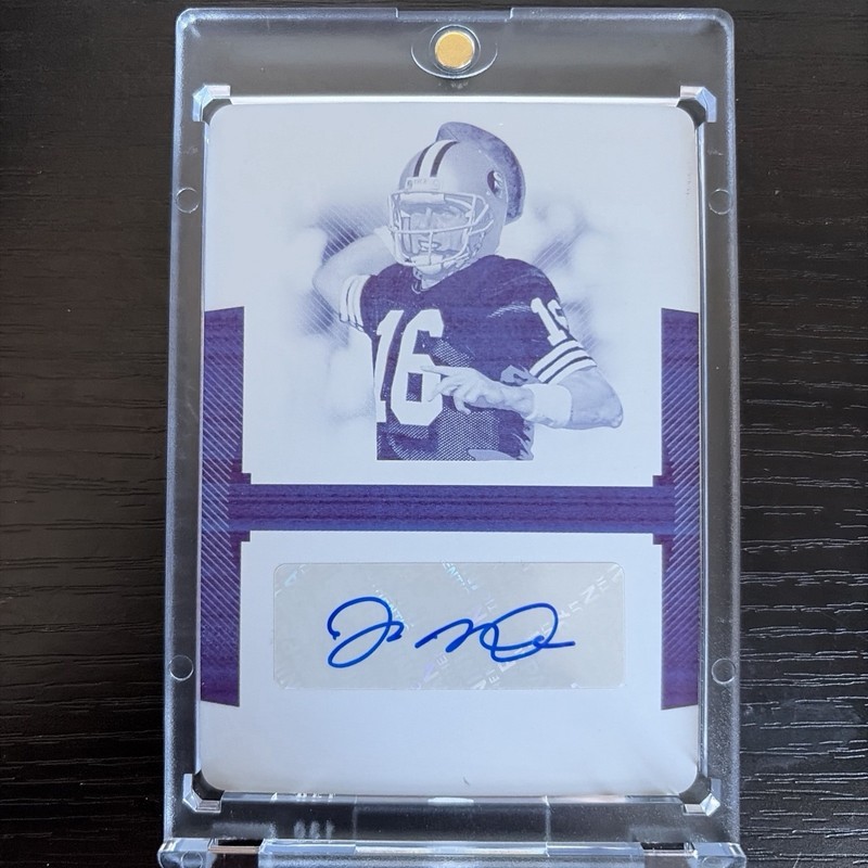 2019 Panini National Treasures Joe Montana Auto Printing Plate Blue 1/1