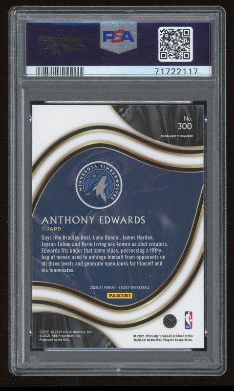 Anthony Edwards 2020-21 Panini Select Prizm RC #300 Timberwolves Rookie PSA 10 view 2