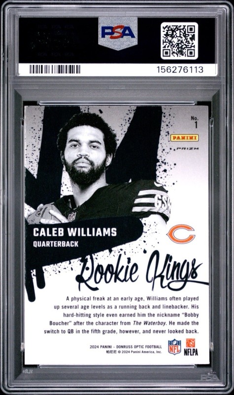 2025 Panini Donruss Optic Caleb Williams Rookie Kings Chicago Bears SP PSA 10 RC view 2