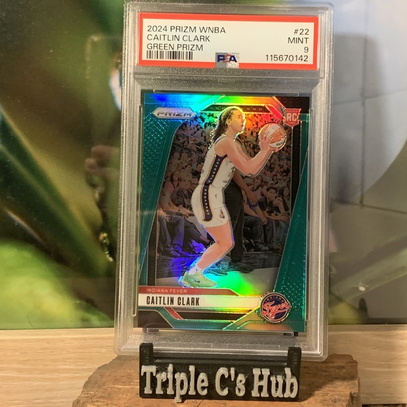 2024 Panini CAITLIN CLARK RC Green Prizm #22 PSA 9 WNBA Fever Rookie