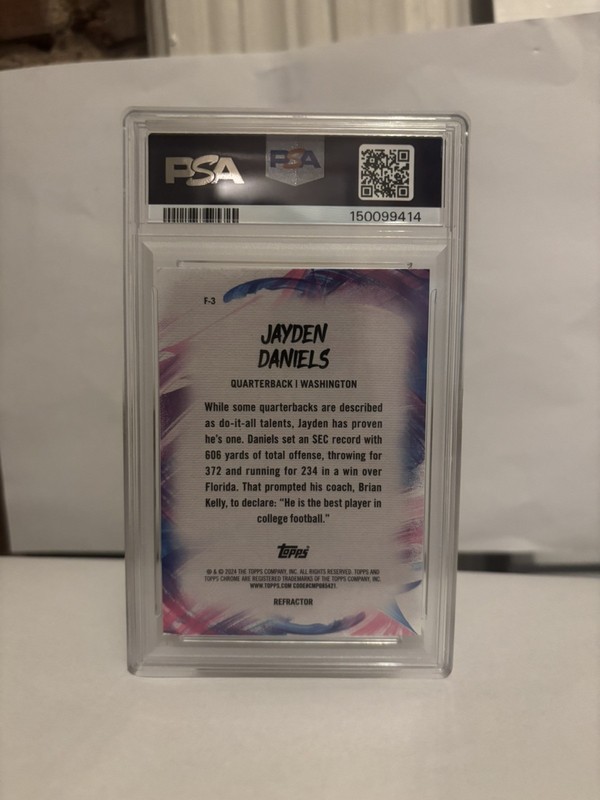 Topps Chrome 2024 Jayden Daniels Finesse Refractor #F-3 PSA 10 Rookie view 2