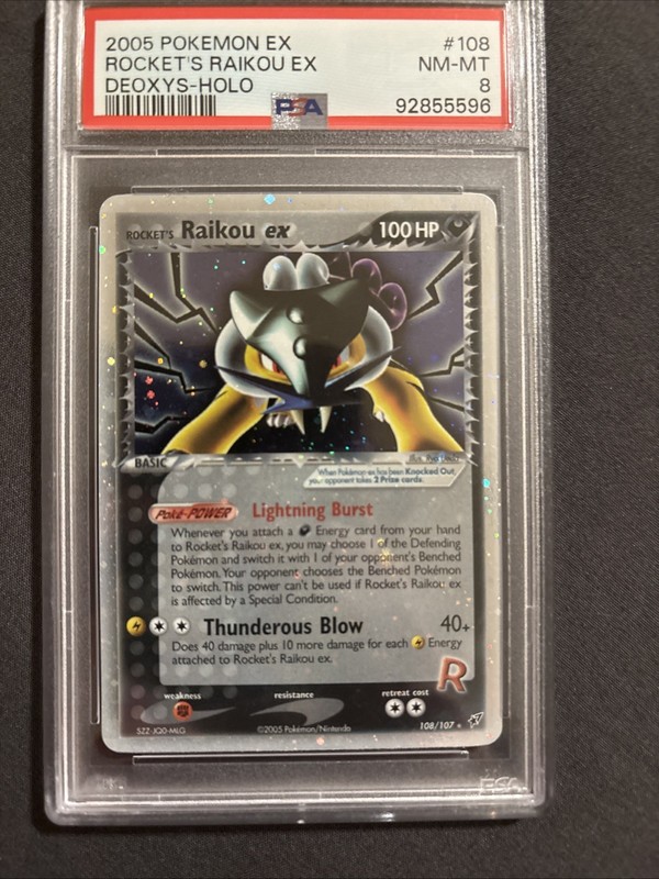 2005 Pokémon EX Deoxys-Rocket's Raikou Ex 108/107 Secret Rare Holo- NM-MT PSA 8 view 2