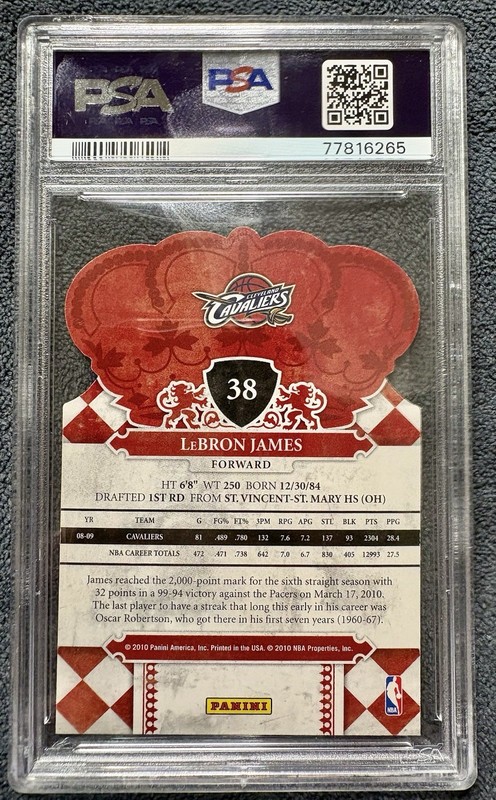 2009-10 Crown Royale #38 LeBron James Graded PSA 9 MINT view 2