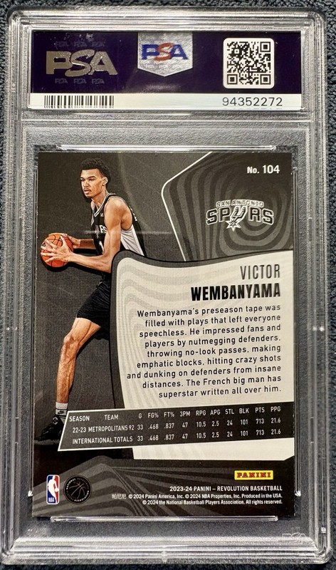 Victor Wembanyama 2023-24 Panini Revolution #104 RC Rookie Spurs PSA 9 MINT RC view 2