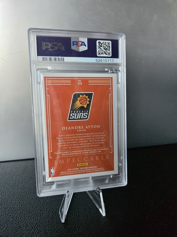 2018-19 Panini Impeccable Deandre Ayton Rookie Patch AUTO RC True RPA /99 PSA 10 view 2