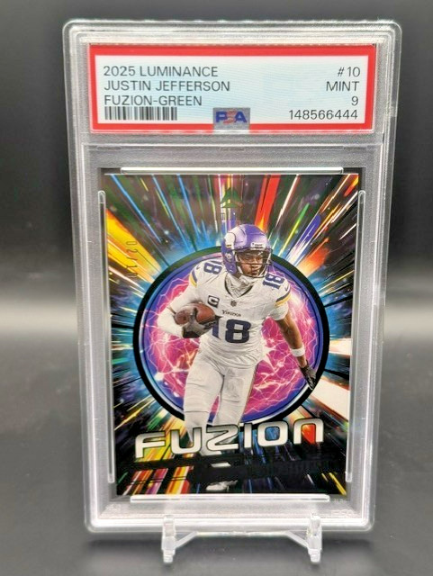 2025 Panini Luminance Justin Jefferson Fuzion-Green/10 PSA 9 MINT Vikings view 2