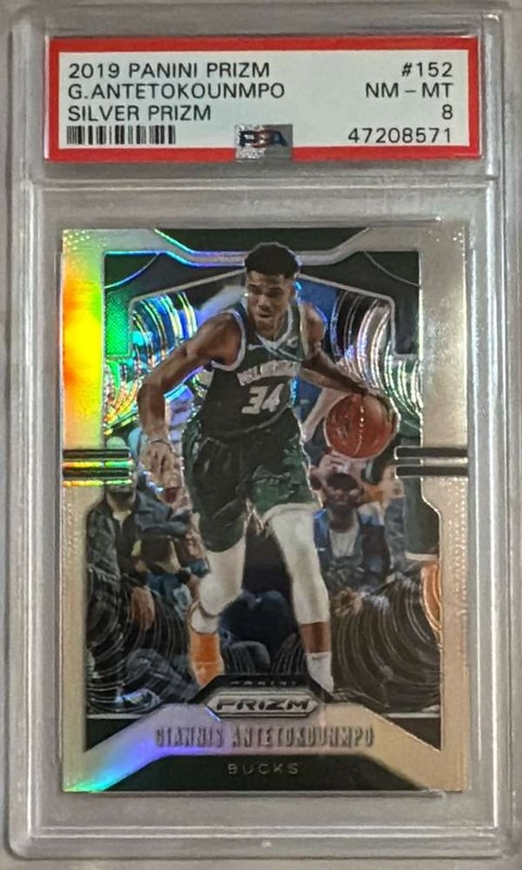 2019-20 Panini Prizm - Prizms Silver #152 Giannis Antetokounmpo PSA 8