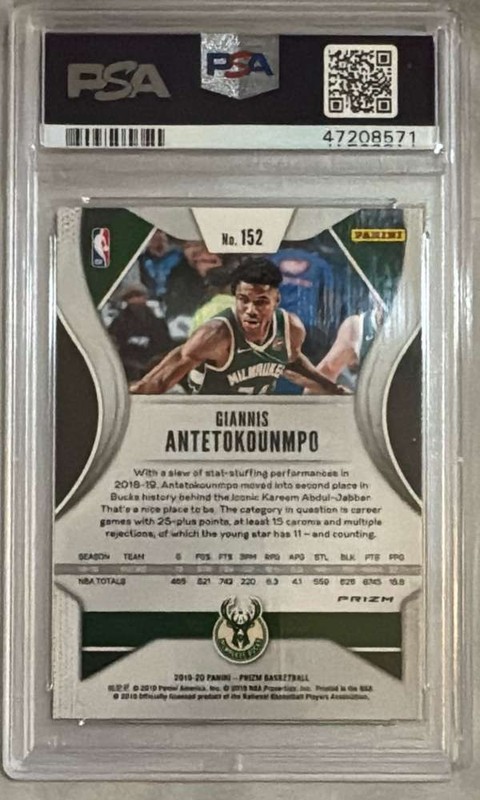 2019-20 Panini Prizm - Prizms Silver #152 Giannis Antetokounmpo PSA 8 view 2