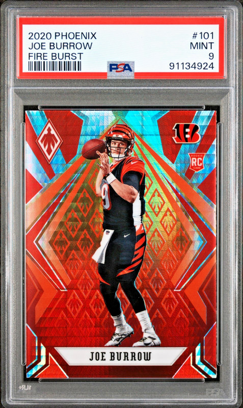 JOE BURROW 2020 Panini Phoenix #101 Fire Burst PSA 9 RC Rookie Card