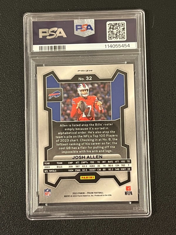 Josh Allen 2023 Prizm Football Silver PSA 8 Bills  32 view 2