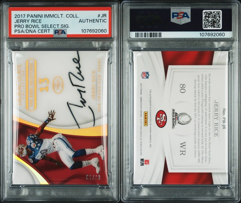 2017 Panini Immaculate Collection Jerry Rice Pro Bowl Selections Auto /13 PSA