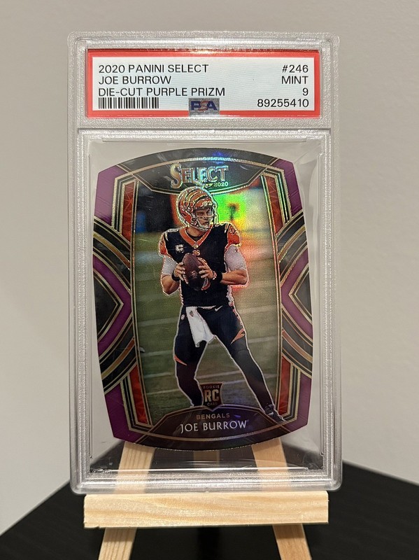 Joe Burrow Rookie Club Level Purple Prizm Die-Cut 2020 Panini Select #246 PSA 9