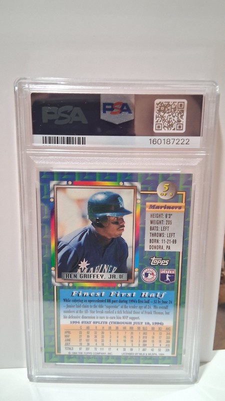 1994 Topps Traded - Box Set Finest Ken Griffey Jr #5 Seattle Mariners HOF  PSA 9 view 2