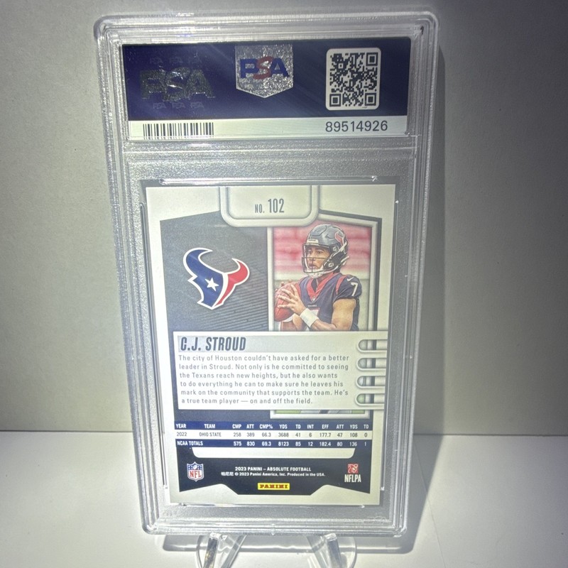 2023 Panini Absolute Rookie C.J. Stroud #102 (RC) PSA 10 Texans view 2