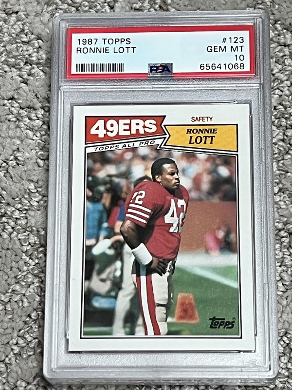 PSA 10 GEM MINT FOOTBALL CARD 1987 TOPPS HOF RONNIE LOTT SAN FRANCISCO 49ers