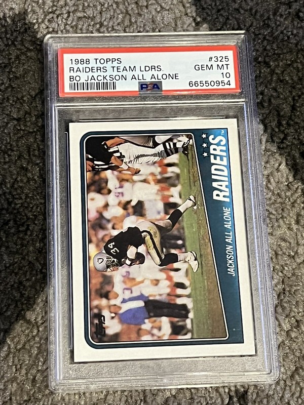 PSA 10 MINT FOOTBALL CARD 1988 TOPPS RAIDERS TEAM LEADERS BO JACKSON ALL ALONE