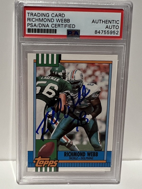 RICHMOND WEBB Signed Auto Autographed 1990 Topps Traded Rookie RC Dolphins PSA