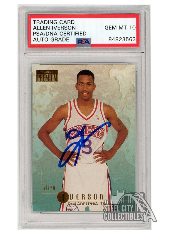 Allen Iverson 1996-97 Skybox Premium Autograph Rookie Card #85 PSA/DNA 10